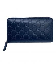 GUCCI（グッチ）の古着「ラウンドファスナー財布」｜ネイビー