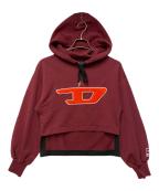 DIESELディーゼル）の古着「F-DINE-Bクロップド プルオーバー パーカー」｜レッド
