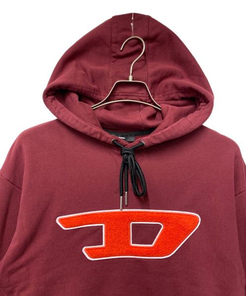 DIESEL（ディーゼル）DIESEL (ディーゼル) F-DINE-Bクロップド プルオーバー パーカー レッド サイズ:XSの古着・服飾アイテム