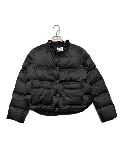 LANVIN en Bleu（ランバンオンブルー）LANVIN en Bleu (ランバンオンブルー) フリルカラーパイピングダウンジャケット ブラック サイズ:38の古着・服飾アイテム