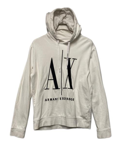 ARMANI EXCHANGE（アルマーニ エクスチェンジ）ARMANI EXCHANGE (アルマーニ エクスチェンジ) ICONロゴプルオーバーパーカー ホワイト サイズ:Mの古着・服飾アイテム