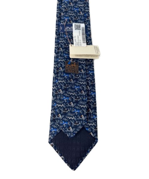 HERMES（エルメス）HERMES (エルメス) ヘヴィシルクタイ　HERMES（エルメス）　HTH2301　剣先7㎝ ネイビー サイズ:FREE 未使用品の古着・服飾アイテム
