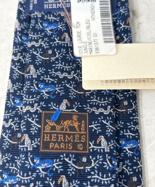 HERMES（エルメス）HERMES (エルメス) ヘヴィシルクタイ　HERMES（エルメス）　HTH2301　剣先7㎝ ネイビー サイズ:FREE 未使用品の古着・服飾アイテム