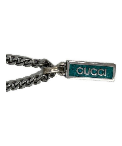 GUCCI（グッチ）GUCCI (グッチ) ターコイズブルーロゴプレートネックレス　	GUCCI（グッチ）　の古着・服飾アイテム