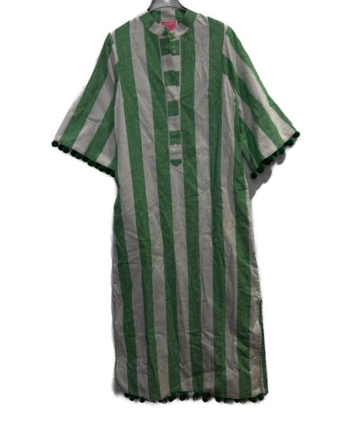 Kate Spade（ケイトスペード）Kate Spade (ケイトスペード) ポンポンワンピース グリーン×ホワイト サイズ:ＸＳ 未使用品の古着・服飾アイテム