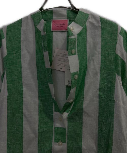 Kate Spade（ケイトスペード）Kate Spade (ケイトスペード) ポンポンワンピース グリーン×ホワイト サイズ:ＸＳ 未使用品の古着・服飾アイテム