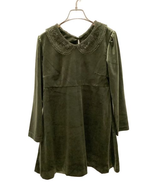 X-GIRL（エックスガール）X-GIRL (エックスガール) ベロアショートワンピース オリーブ サイズ:Ｓ 未使用品の古着・服飾アイテム