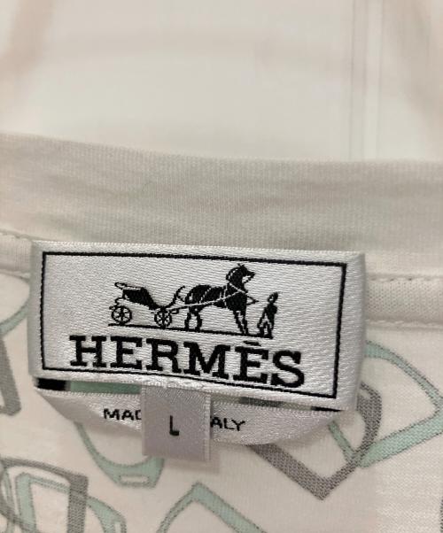 HERMES（エルメス）HERMES (エルメス) 半袖カットソー ホワイト×グリーン サイズ:SIZE Lの古着・服飾アイテム