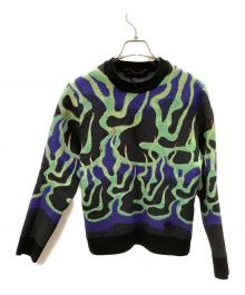 LOUIS VUITTON（ルイ ヴィトン）の古着「グラフィックニットプリント　LOUIS VUITTON　HNN11W　22AW」｜ブルー×グリーン