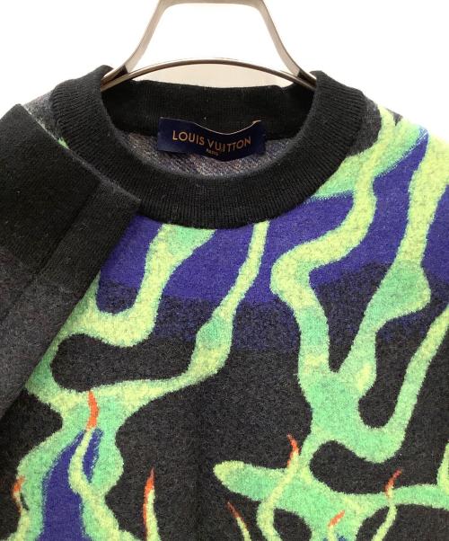 LOUIS VUITTON（ルイ ヴィトン）LOUIS VUITTON (ルイ ヴィトン) グラフィックニットプリント　LOUIS VUITTON　HNN11W　22AW ブルー×グリーン サイズ:Mの古着・服飾アイテム