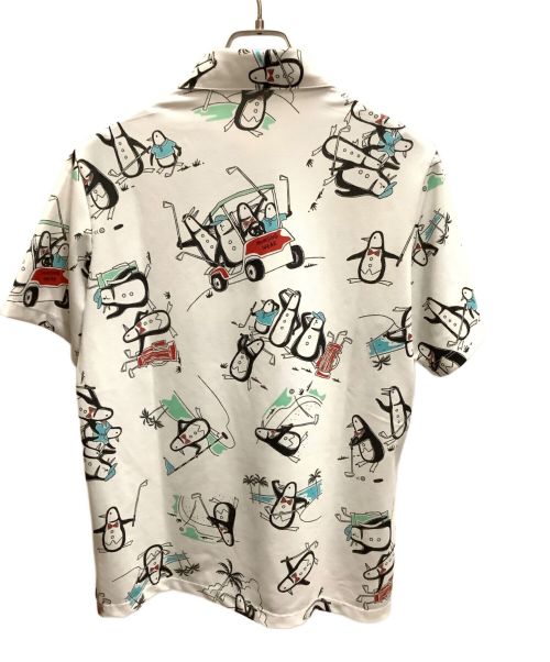 MUNSING WEAR（マンシングウェア）MUNSING WEAR (マンシングウェア) ペンギン総柄プリントポロシャツ　MUNSING WEAR(マンシングウェア)　MGWVJA04 ホワイト×ブラック サイズ:LLの古着・服飾アイテム
