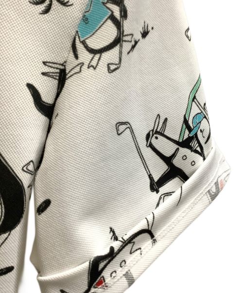 MUNSING WEAR（マンシングウェア）MUNSING WEAR (マンシングウェア) ペンギン総柄プリントポロシャツ　MUNSING WEAR(マンシングウェア)　MGWVJA04 ホワイト×ブラック サイズ:LLの古着・服飾アイテム