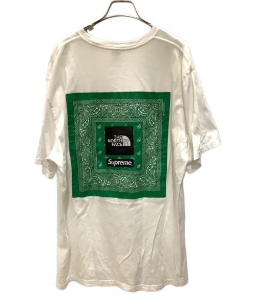 THE NORTH FACE（ザ ノース フェイス）THE NORTH FACE (ザ ノース フェイス) SUPREME (シュプリーム) 半袖カットソー　THE NORTH FACE（ノースフェイス） Supreme（シュプリーム） NT02309I ホワイト×グリーン サイズ:XLの古着・服飾アイテム