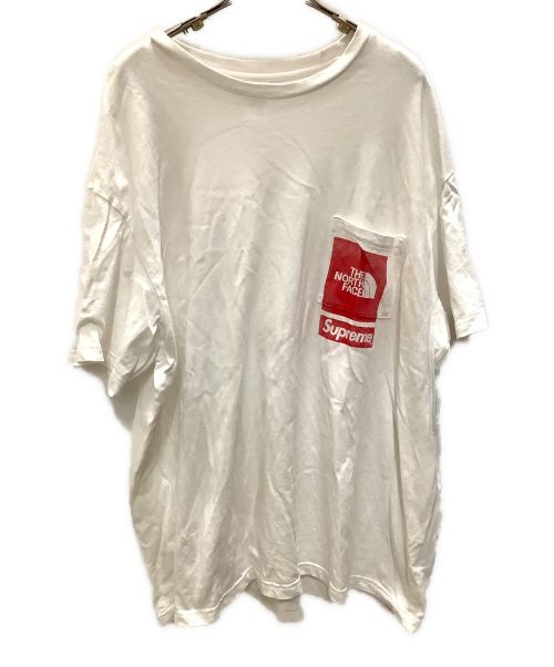 THE NORTH FACE（ザ ノース フェイス）THE NORTH FACE (ザ ノース フェイス) SUPREME (シュプリーム) 半袖カットソー　THE NORTH FACE（ノースフェイス） Supreme（シュプリーム）　NT02309I ホワイト×レッド サイズ:XLの古着・服飾アイテム