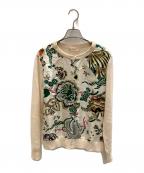 TORY BURCHトリーバーチ）の古着「カーディガン　TORY BURCH（トリーバーチ）10005922」｜ベージュ×グリーン