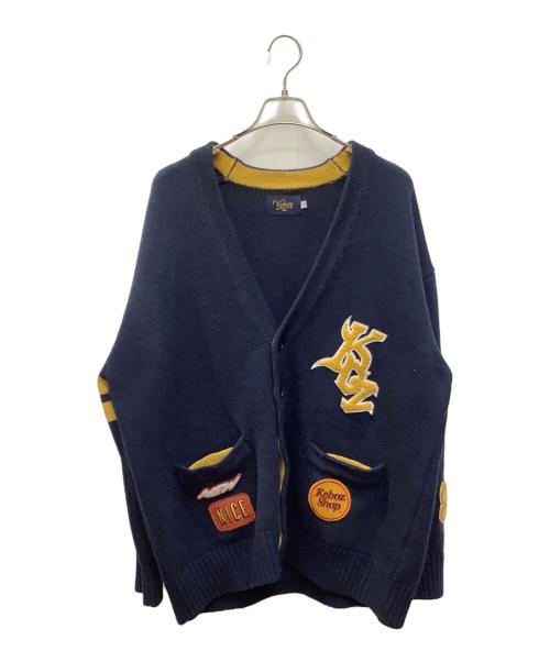 KEBOZ（ケボズ）KEBOZ (ケボズ) ニットカーディガン　KEBOZ（ケボズ）　213-1319 ネイビー×イエロー サイズ:Ｌの古着・服飾アイテム