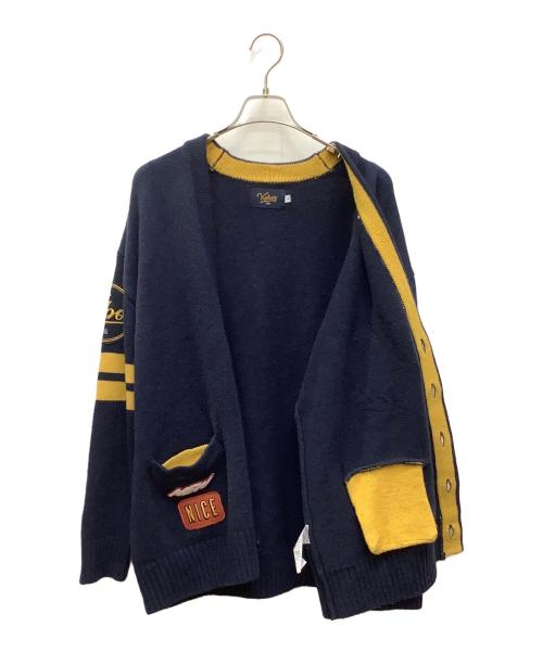 KEBOZ（ケボズ）KEBOZ (ケボズ) ニットカーディガン　KEBOZ（ケボズ）　213-1319 ネイビー×イエロー サイズ:Ｌの古着・服飾アイテム
