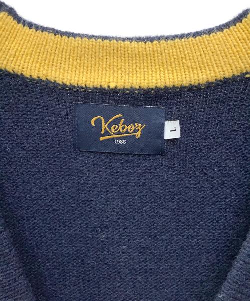 KEBOZ（ケボズ）KEBOZ (ケボズ) ニットカーディガン　KEBOZ（ケボズ）　213-1319 ネイビー×イエロー サイズ:Ｌの古着・服飾アイテム