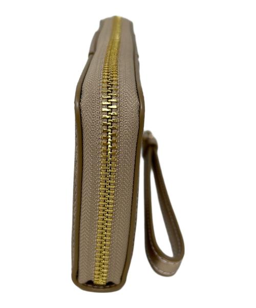 COACH（コーチ）COACH (コーチ) ボックスド ロング ジップ アラウンド ウォレット　COACH（コーチ）　CX178 ベージュ×ゴールドの古着・服飾アイテム