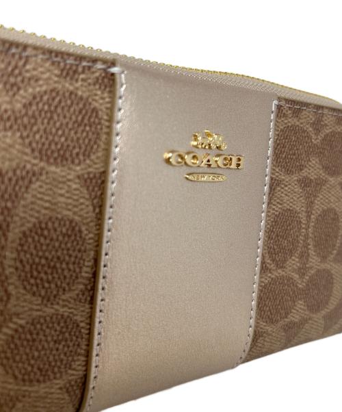COACH（コーチ）COACH (コーチ) ボックスド ロング ジップ アラウンド ウォレット　COACH（コーチ）　CX178 ベージュ×ゴールドの古着・服飾アイテム