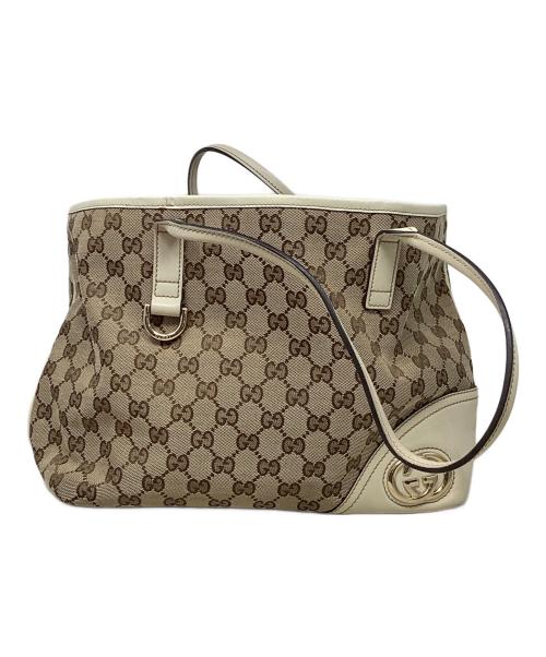 GUCCI（グッチ）GUCCI (グッチ) トートバッグ　GUCCI（グッチ）169946 ベージュ×ホワイトの古着・服飾アイテム