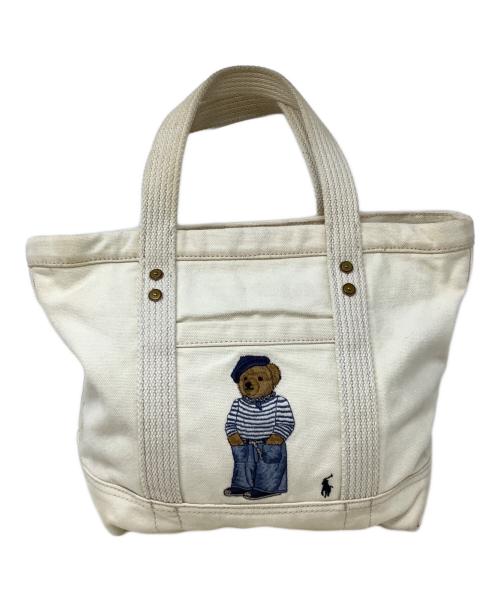 POLO RALPH LAUREN（ポロ・ラルフローレン）POLO RALPH LAUREN (ポロ・ラルフローレン) POLOベア スモールトートバッグ　POLO RALPH LAUREN（ポロ・ラルフローレン） アイボリーの古着・服飾アイテム