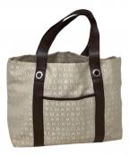 BVLGARIブルガリ）の古着「トートバッグ　BVLGARI（ブルガリ）　ロゴマニア」｜ベージュ×ブラウン