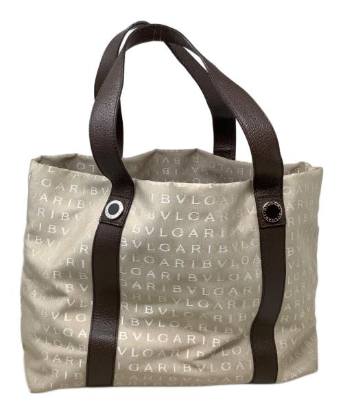 BVLGARI（ブルガリ）BVLGARI (ブルガリ) トートバッグ　BVLGARI（ブルガリ）　ロゴマニア ベージュ×ブラウンの古着・服飾アイテム