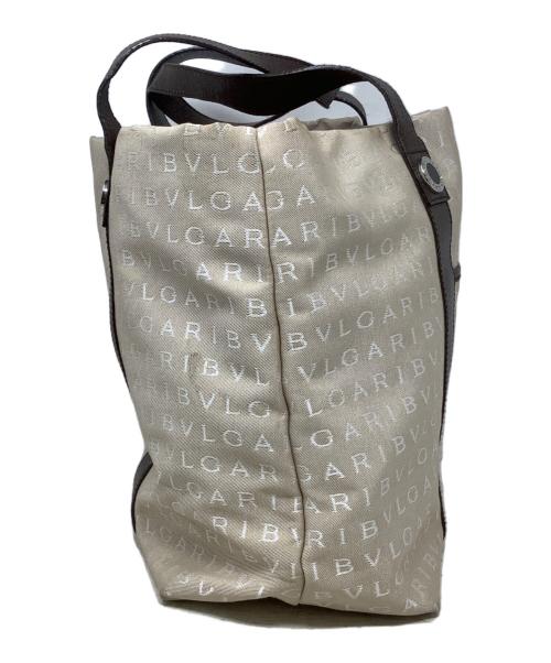 BVLGARI（ブルガリ）BVLGARI (ブルガリ) トートバッグ　BVLGARI（ブルガリ）　ロゴマニア ベージュ×ブラウンの古着・服飾アイテム
