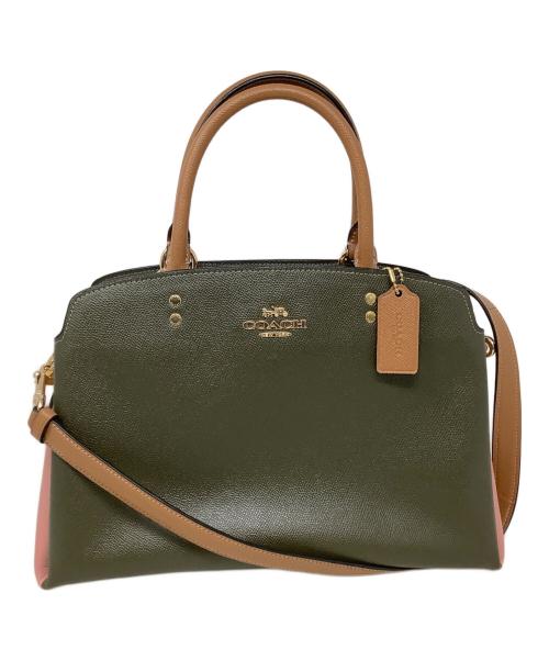 COACH（コーチ）COACH (コーチ) 2WAYショルダーバッグ　COACH（コーチ）　91162　リリー キャリーオール カラーブロック ブラウン×ピンクの古着・服飾アイテム