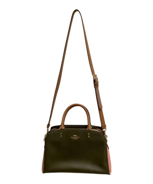 COACH（コーチ）COACH (コーチ) 2WAYショルダーバッグ　COACH（コーチ）　91162　リリー キャリーオール カラーブロック ブラウン×ピンクの古着・服飾アイテム