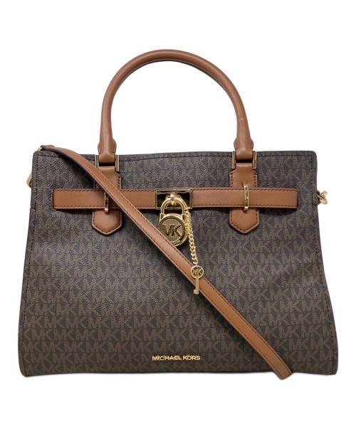 MICHAEL KORS（マイケル・コース）MICHAEL KORS (マイケル・コース) 2WAYサッチェルバッグ　MICHAEL KORS（マイケルコース）　ハミルトン ブラウンの古着・服飾アイテム