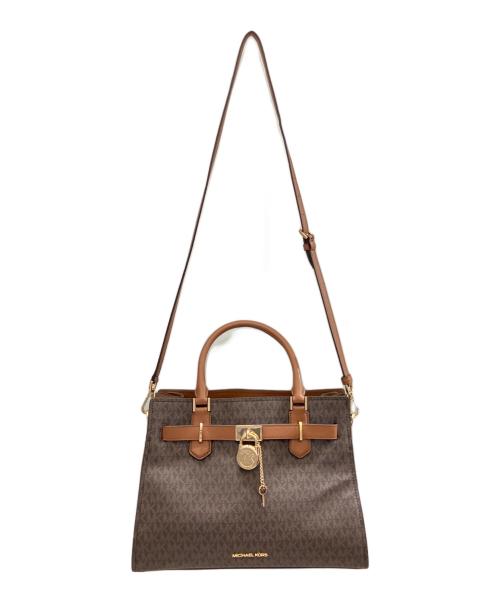 MICHAEL KORS（マイケル・コース）MICHAEL KORS (マイケル・コース) 2WAYサッチェルバッグ　MICHAEL KORS（マイケルコース）　ハミルトン ブラウンの古着・服飾アイテム