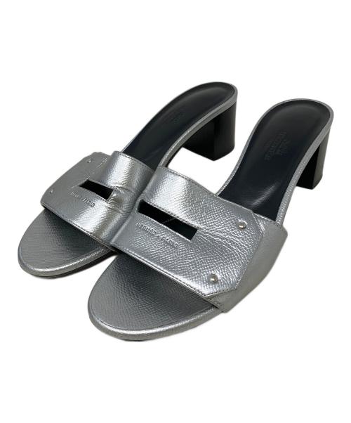HERMES（エルメス）HERMES (エルメス) ヴェリー ケリークラスプ レザー サンダル　HERMES(エルメス) シルバー×ブラック サイズ:SIZE 36の古着・服飾アイテム