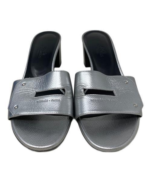 HERMES（エルメス）HERMES (エルメス) ヴェリー ケリークラスプ レザー サンダル　HERMES(エルメス) シルバー×ブラック サイズ:SIZE 36の古着・服飾アイテム