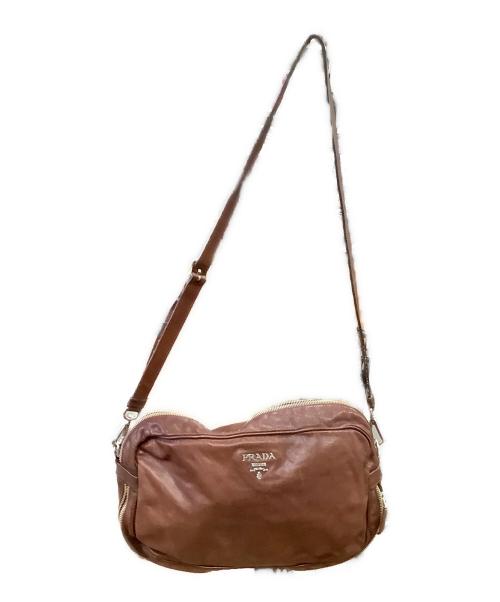 PRADA（プラダ）PRADA (プラダ) レザーショルダーバッグ　PRADA（プラダ）　 ブラウンの古着・服飾アイテム