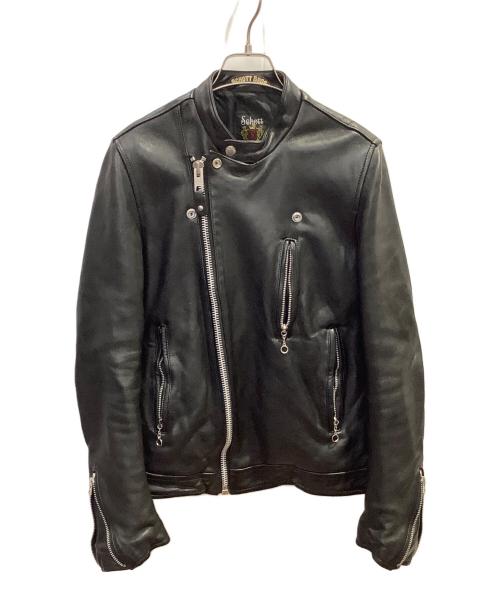 SCHOTT BROS.（ショット）SCHOTT BROS. ATTACHMENT (アタッチメント) ダブルライダースジャケット　SCHOTT BROS.（ショットブロス）　ATTACHMENT（アタッチメント）　ラムレザー　3171065 ブラック サイズ:Sの古着・服飾アイテム