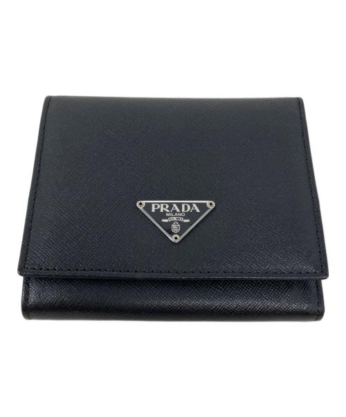 PRADA（プラダ）PRADA (プラダ) 3つ折り財布　PRADA(プラダ)　M176A ブラックの古着・服飾アイテム
