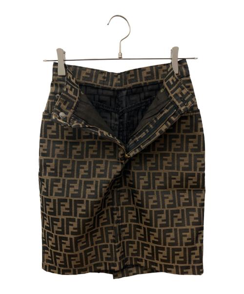 FENDI（フェンディ）FENDI (フェンディ) ズッカ柄スカート　FENDI（フェンディ） ブラウン×ブラック サイズ:36の古着・服飾アイテム