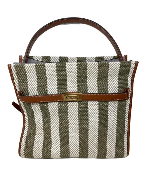 TORY BURCH（トリーバーチ）TORY BURCH (トリーバーチ) ハンドバッグ　TORY　BURCH(トリーバーチ)　リーラジウィル ブラウン×グリーンの古着・服飾アイテム
