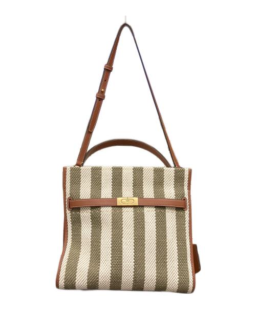 TORY BURCH（トリーバーチ）TORY BURCH (トリーバーチ) ハンドバッグ　TORY　BURCH(トリーバーチ)　リーラジウィル ブラウン×グリーンの古着・服飾アイテム