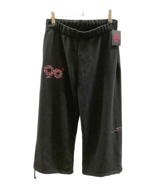 9090（9090）9090 (9090) 90 Logo Girl Straight Sweat Pants　9090　NL0015 ブラック×ピンク サイズ:Ｍ 未使用品の古着・服飾アイテム