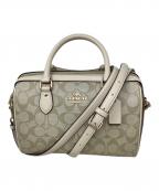 COACHコーチ）の古着「2WAYバッグ　COACH（コーチ）CH486　ローアン サッチェル・ブロックド シグネチャー」｜ベージュ