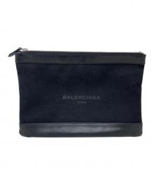 BALENCIAGA（バレンシアガ）の古着「クラッチバッグ　BALENCIAGA（バレンシアガ）　373834　	ネイビークリップM」｜ブラック