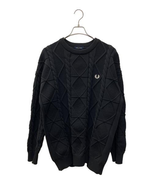 FRED PERRY（フレッドペリー）FRED PERRY (フレッドペリー) 厚手ニット　FRED PERRY（フレッドペリー）　FZ3253 ブラック サイズ:Ｌの古着・服飾アイテム