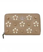 COACHコーチ）の古着「トープレザー ミディアム ID ジップウォレット　COACH（コーチ）　CA442」｜ベージュ