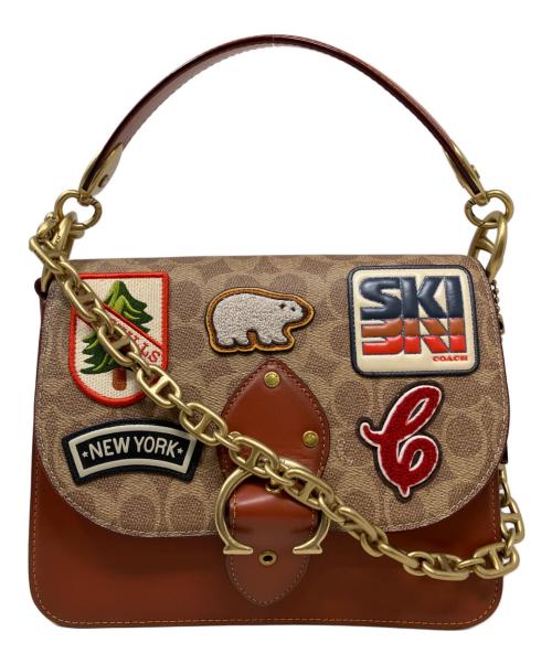 COACH（コーチ）COACH (コーチ) ビート ショルダー バッグ シグネチャー キャンバス ウィズ パッチ ブラウンの古着・服飾アイテム