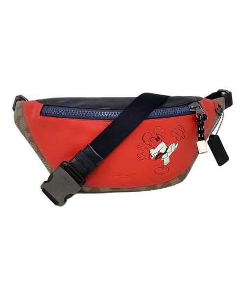 COACH（コーチ）COACH (コーチ) DISNEY (ディズニー) ボディバッグ COACH×Disney エンボスシグネチャー 3328 レッド×ベージュの古着・服飾アイテム