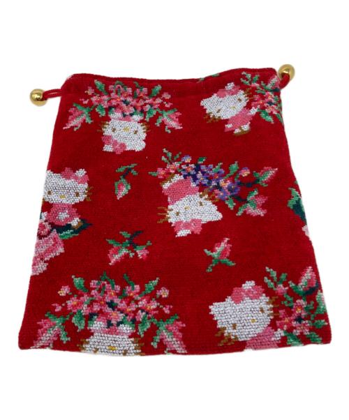 FEILER（フェイラー）FEILER (フェイラー) HELLO KITTY (ハローキティ) 巾着ポーチ レッドの古着・服飾アイテム