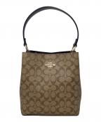 COACHコーチ）の古着「ハンドバッグ　COACH（コーチ）　91512　シグネチャー　モリーバケットバッグ」｜ベージュ